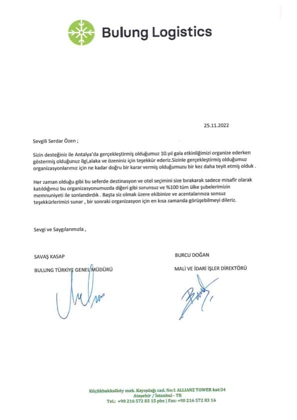 Nirvana Cosmopolitan Otel’de gerçekleşen B Lung Lojistik 10. yıl etkinliğinden gala gecesi görüntüsü – Serdar Özen Organizasyon